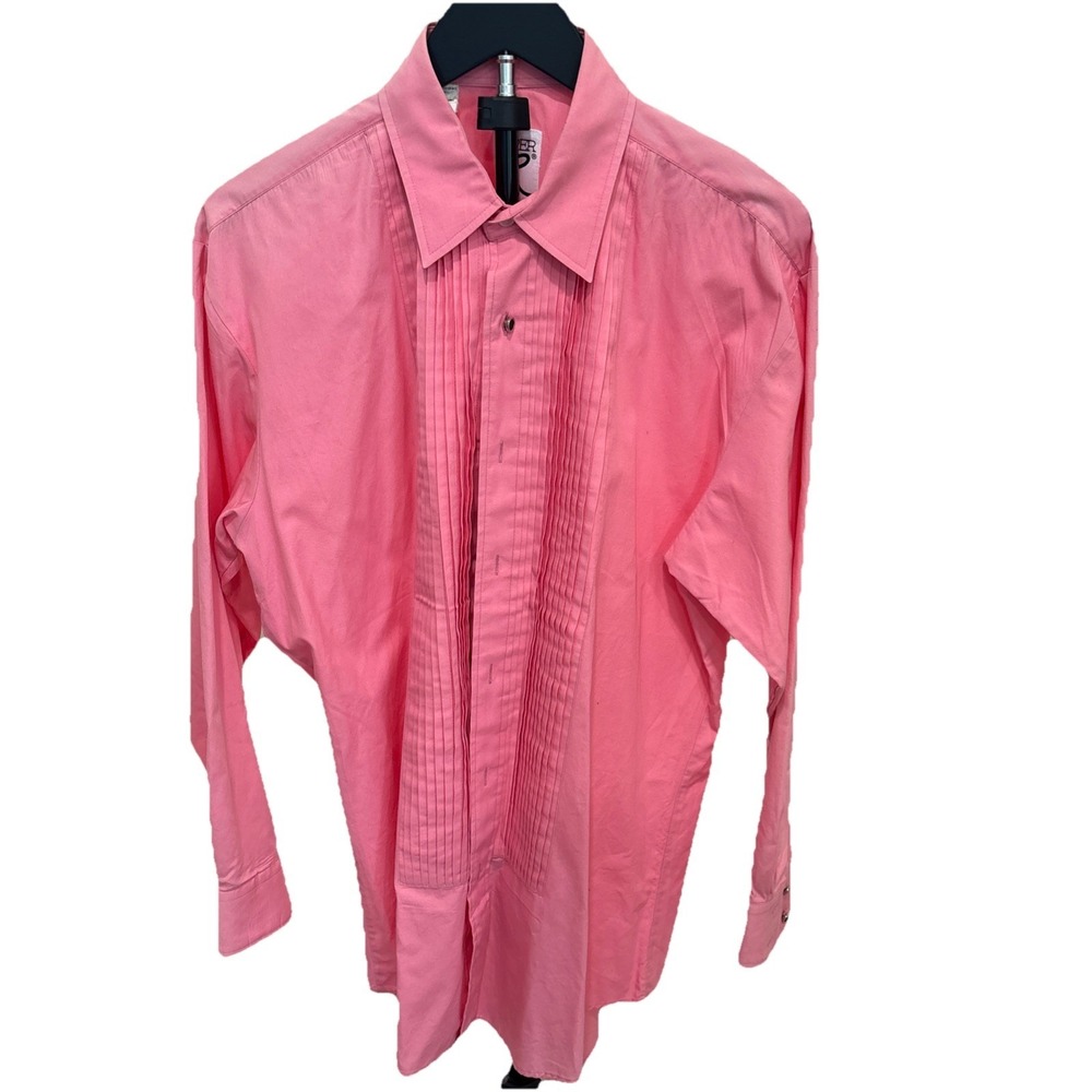 VTG Roper Mens Western L/S Shirt Pink Pleated Front 16-34 Button Down
